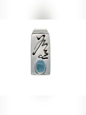Vintage Sterling Silver Blue Gemstone Vertical Statement Pendant Unisex